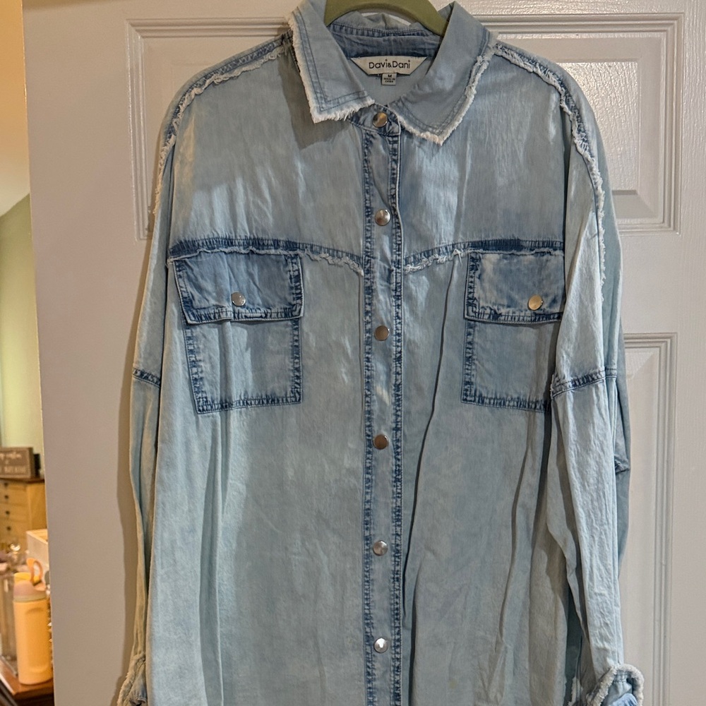 DAVI & DANI Light Blue Washed Denim Shirt Jacket